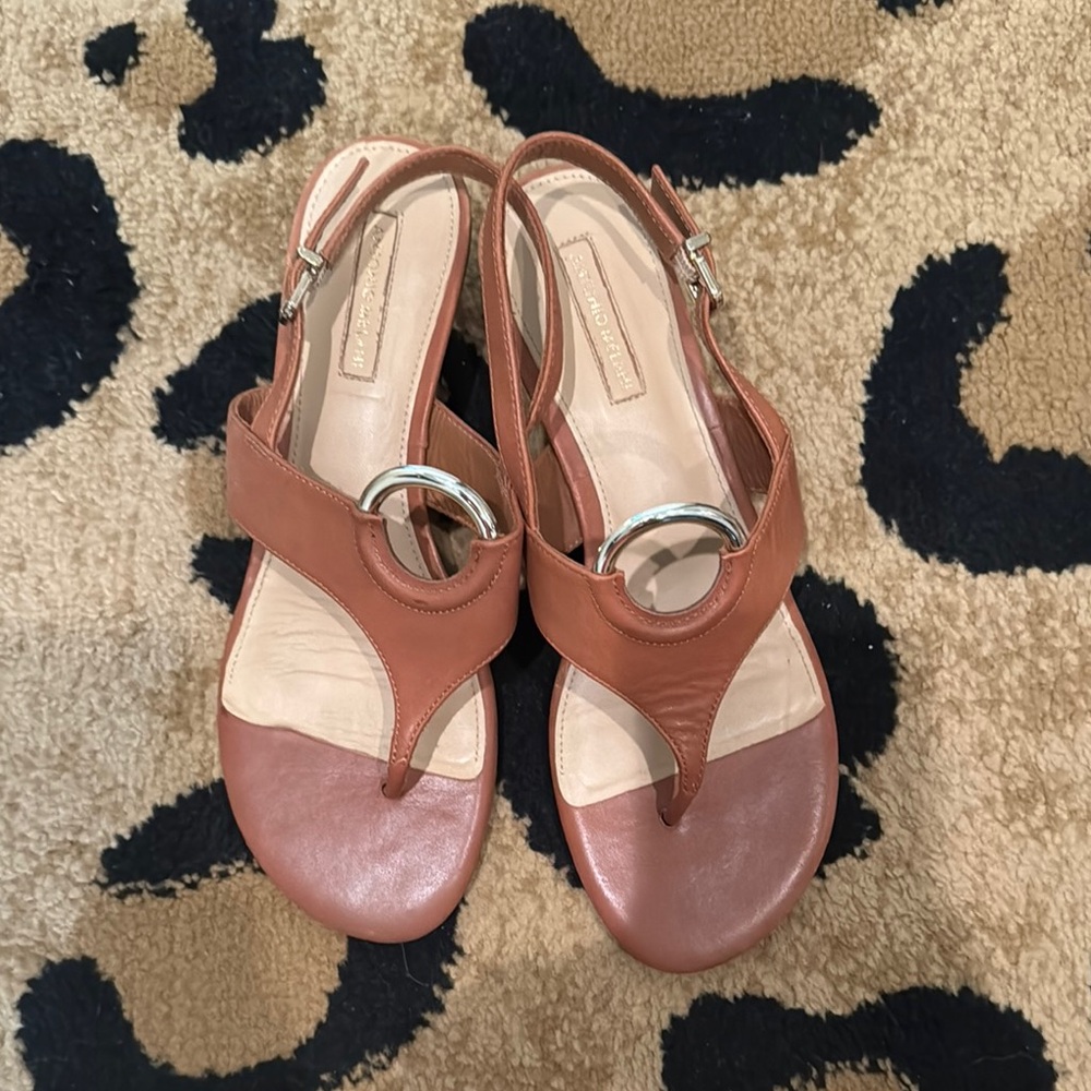 ANTONIO MELANI Brown Leather Sandals with Classic Ankle Strap